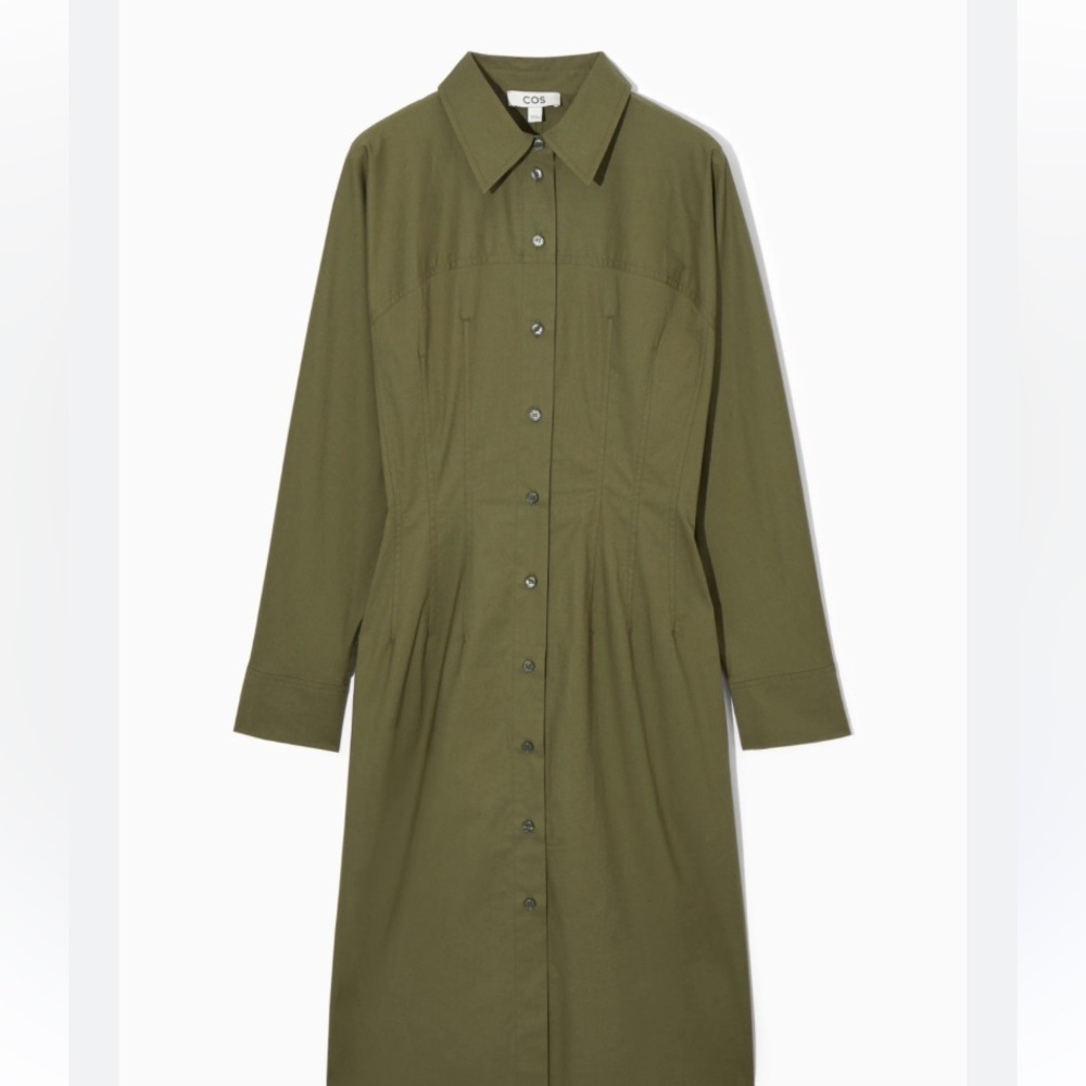 COS Olive Green Midi Shirt Dress